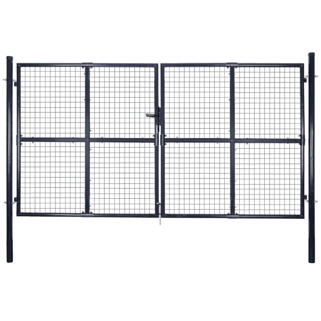 Mrežasta vrtna vrata od pocinčanog čelika 300 x 150 cm siva