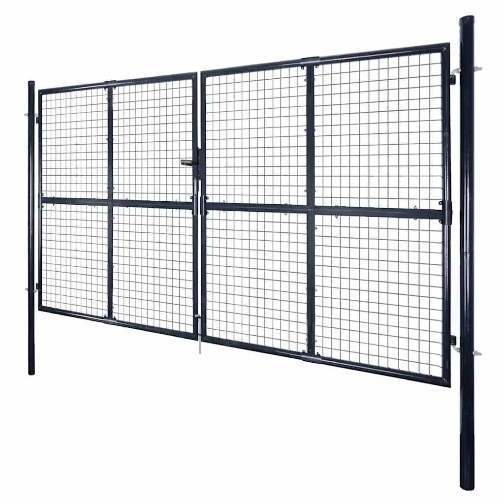 Mrežasta vrtna vrata od pocinčanog čelika 300 x 175 cm siva