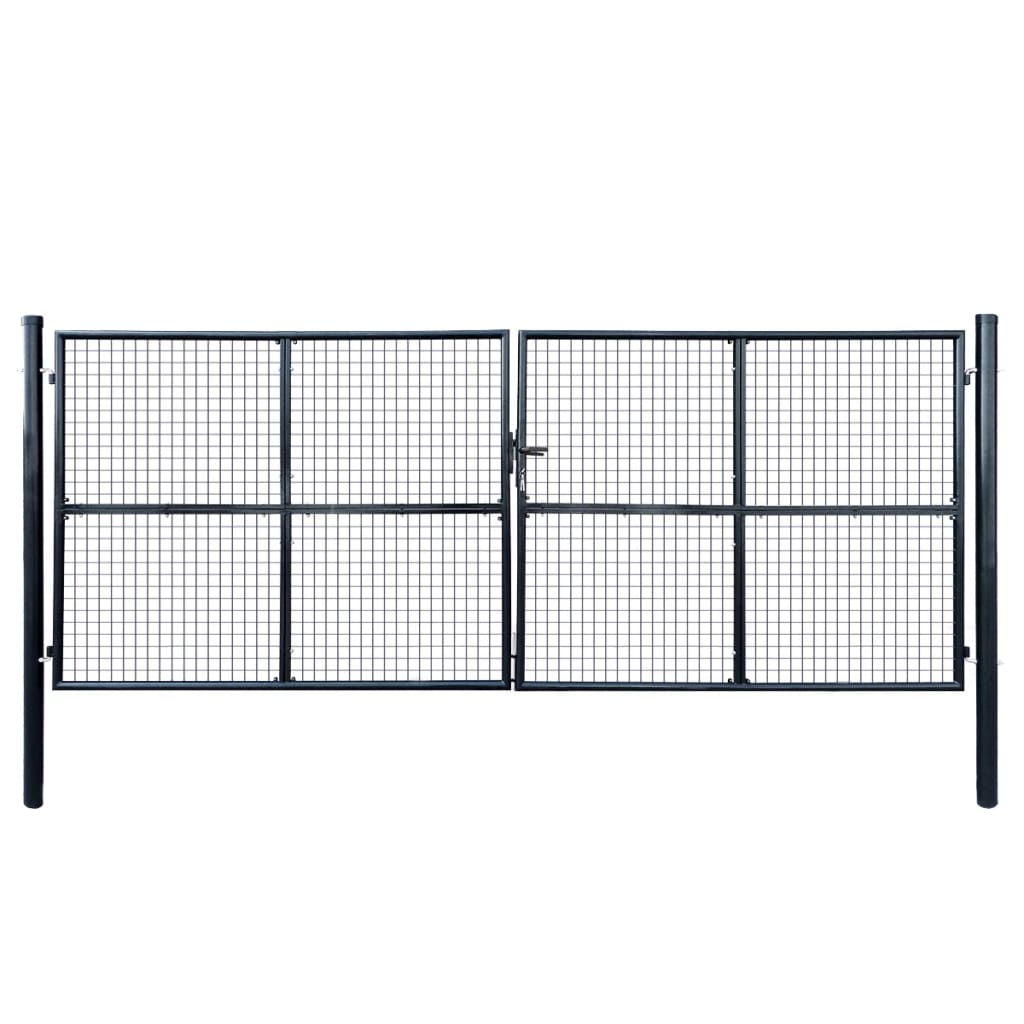 Vrtna vrata od mrežastog čelika 400x150 cm siva