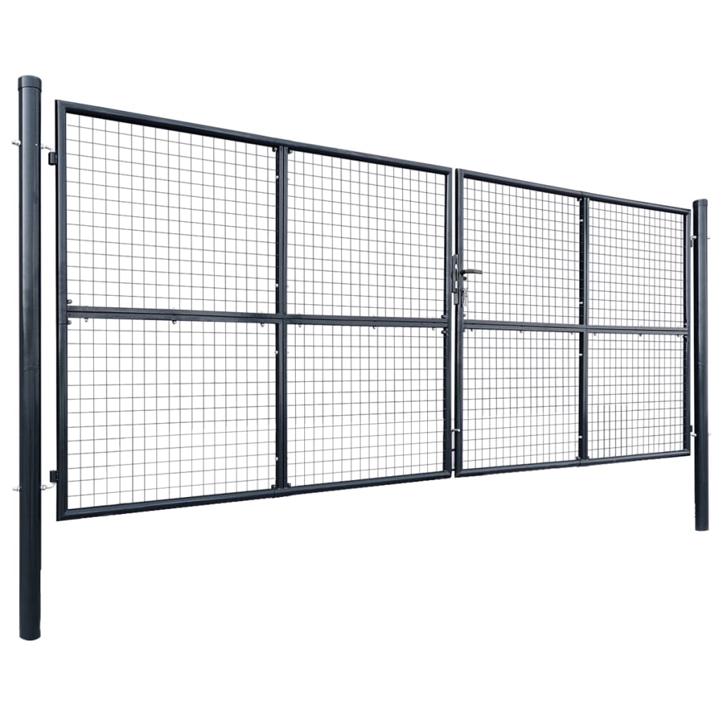 Vrtna vrata od mrežastog čelika 400x150 cm siva