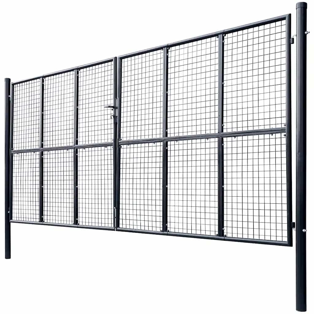 Vrtna vrata od mrežastog čelika 400x175 cm siva