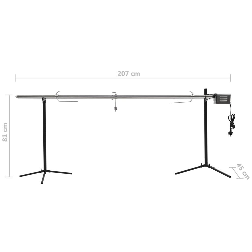 Automatska rešetka za roštilj s motorom 207 x 45 x 81 cm