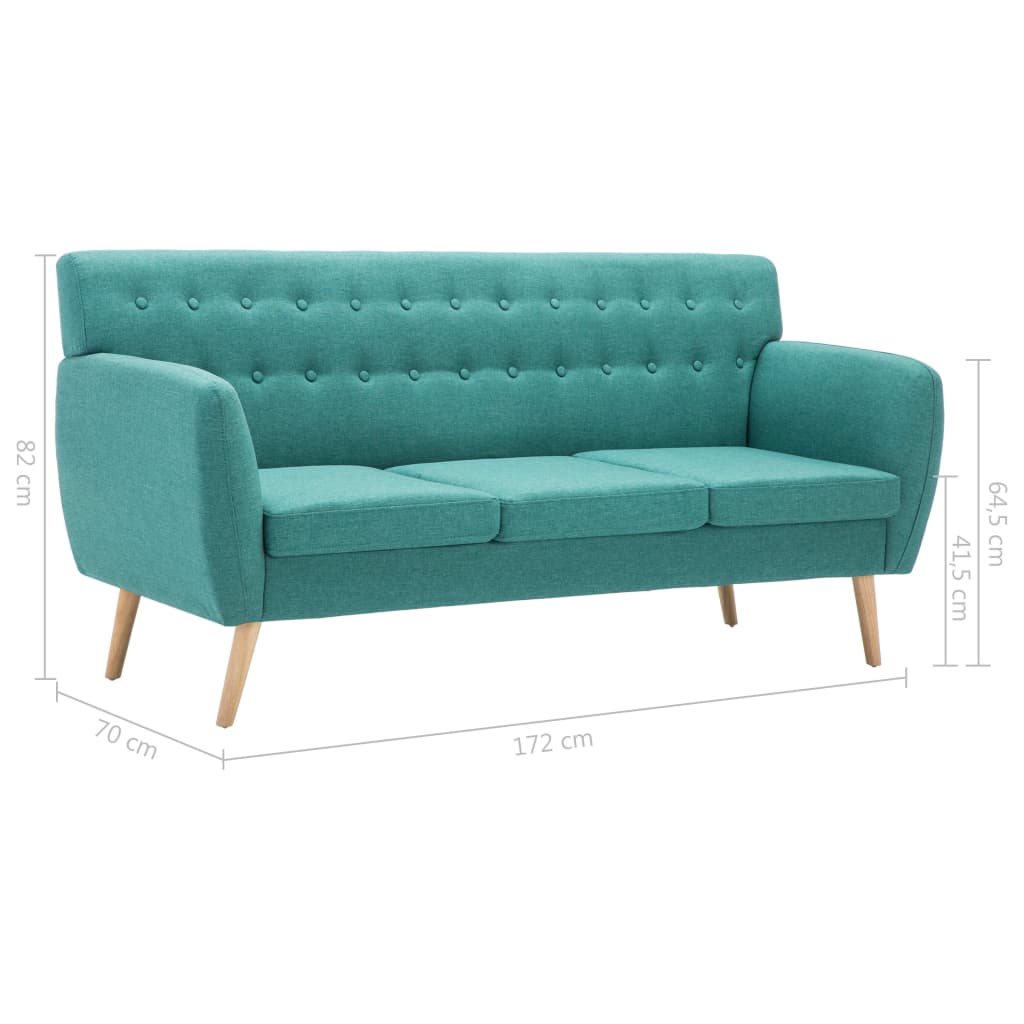 Trosjed presvučen tkaninom 172 x 70 x 82 cm zeleni