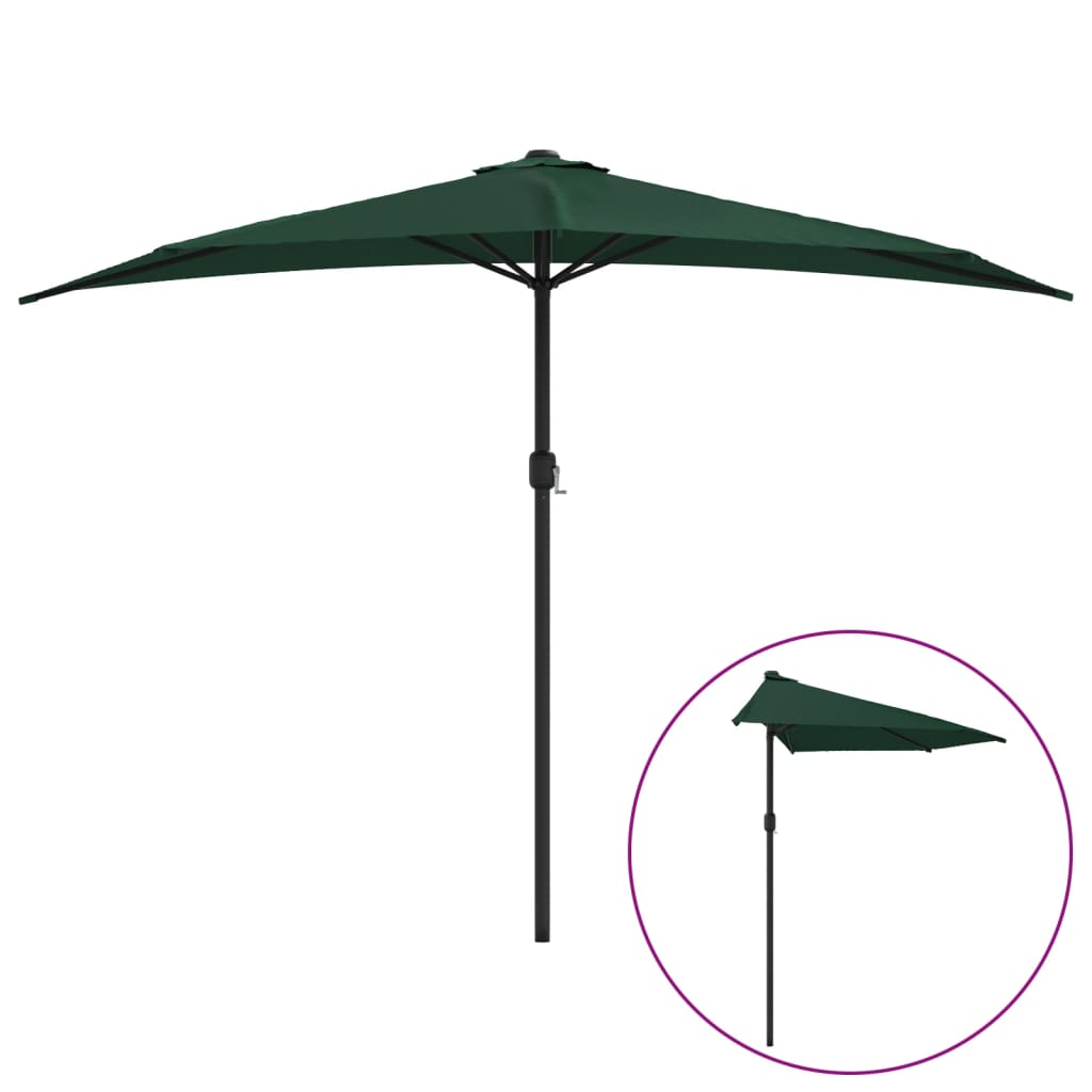 Balkonski suncobran s aluminijskom šipkom 300 x 155 cm zeleni