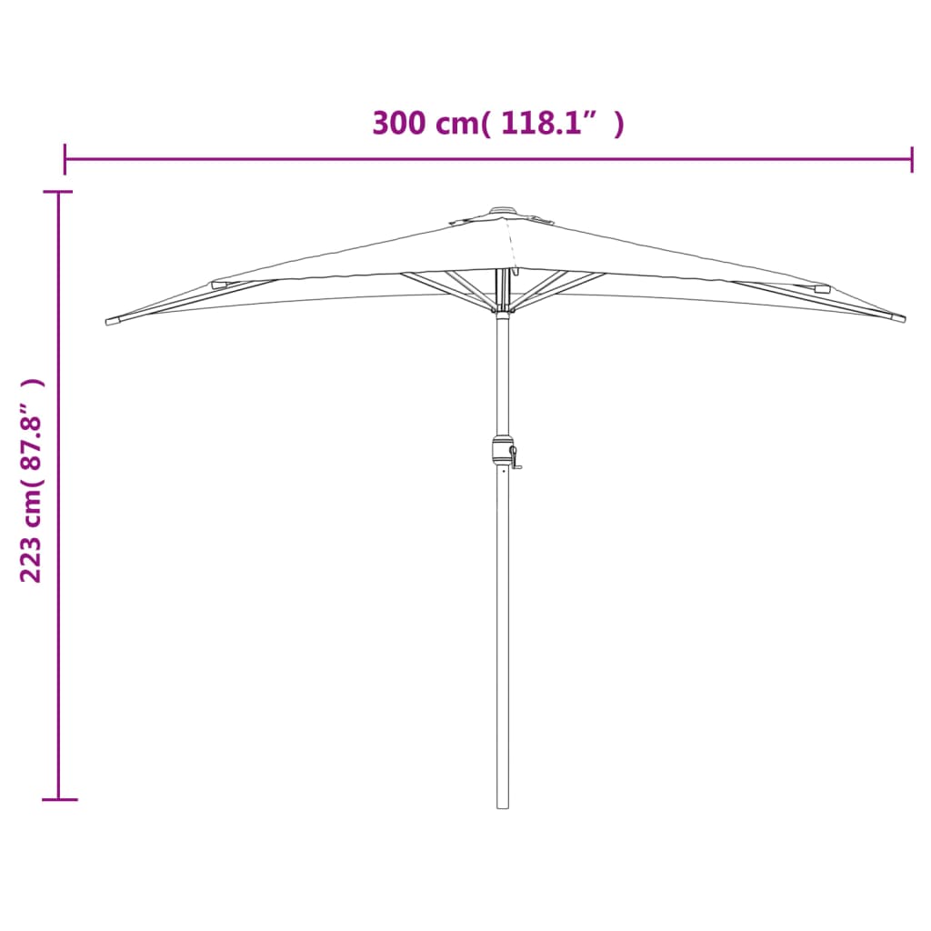 Balkonski suncobran s aluminijskom šipkom 300 x 155 cm zeleni