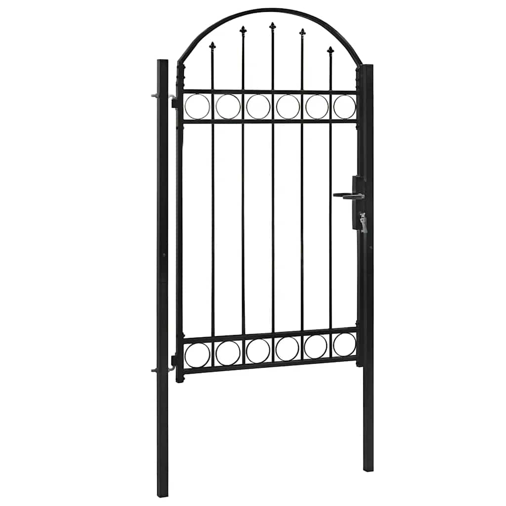 Vrata za ogradu ASSEN s lučnim vrhom čelik 102x175 cm crna