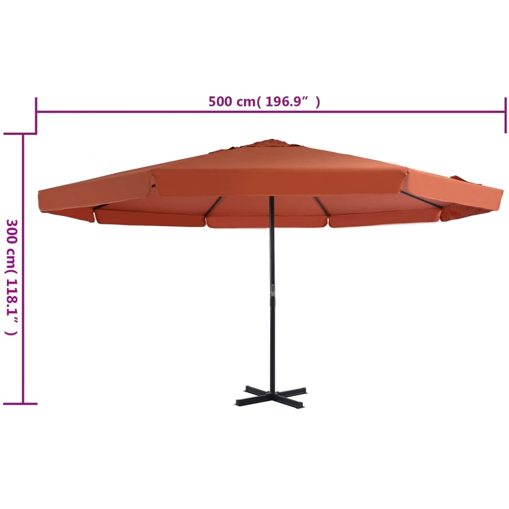 Vrtni suncobran s aluminijskom šipkom 500 cm boja cigle