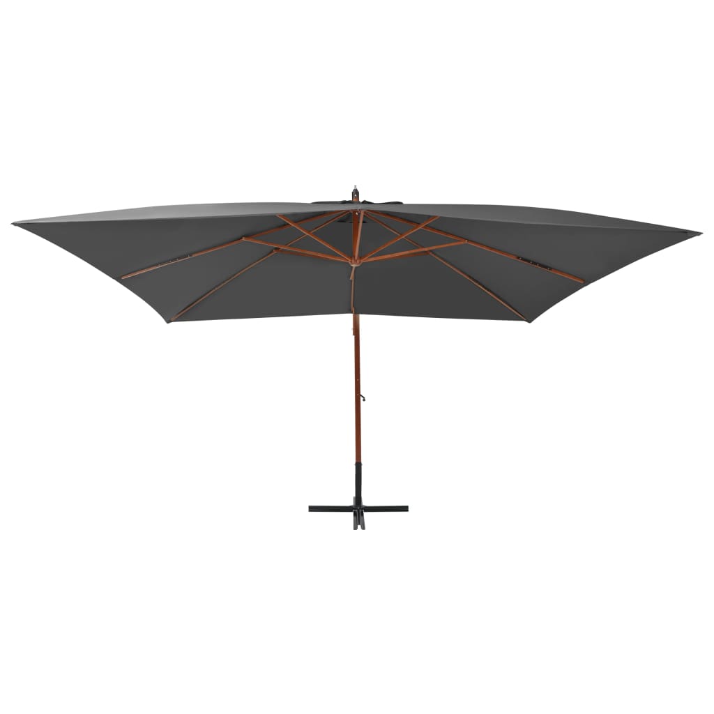 Konzolni vrtni suncobran s drvenim stupom 400 x 300 cm antracit