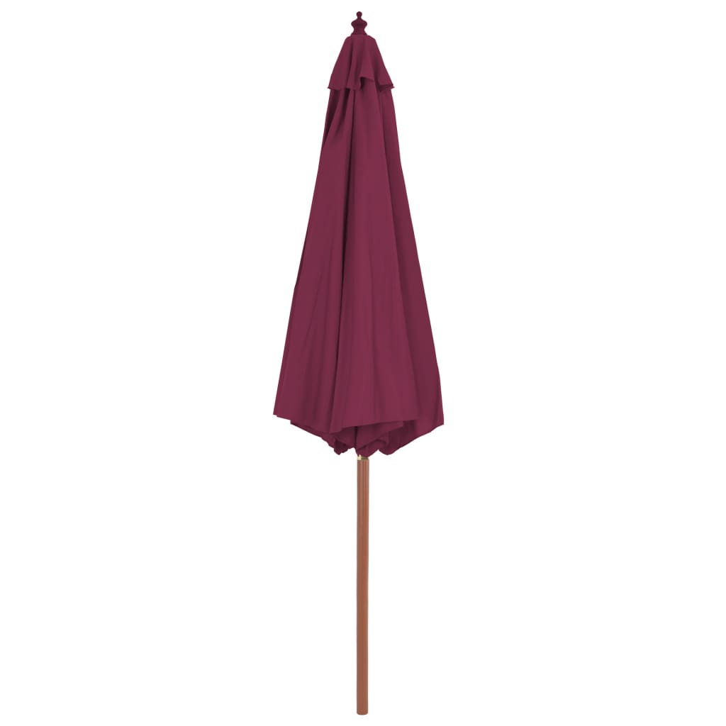 Vrtni suncobran s drvenom šipkom 300 cm bordo