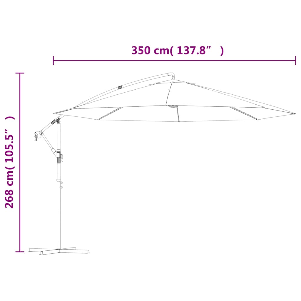 Konzolni vrtni suncobran s aluminijskim stupom 350 cm antracit