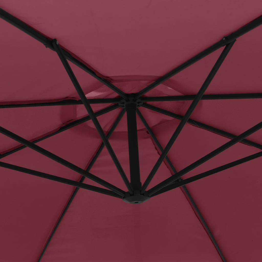 Konzolni vrtni suncobran s aluminijskim stupom 350 cm bordo