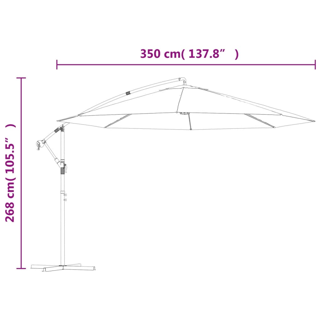 Konzolni vrtni suncobran s aluminijskim stupom 350 cm bordo