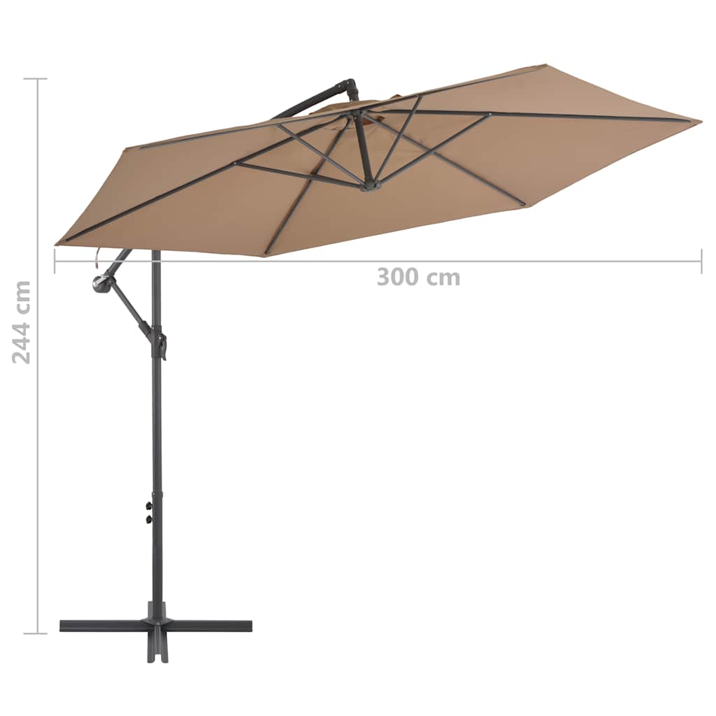 Konzolni vrtni suncobran s aluminijskim stupom 300 cm smeđesivi