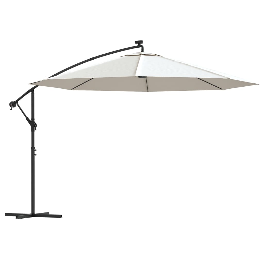 Konzolni vrtni suncobran LED s metalnim stupom 350 cm krem