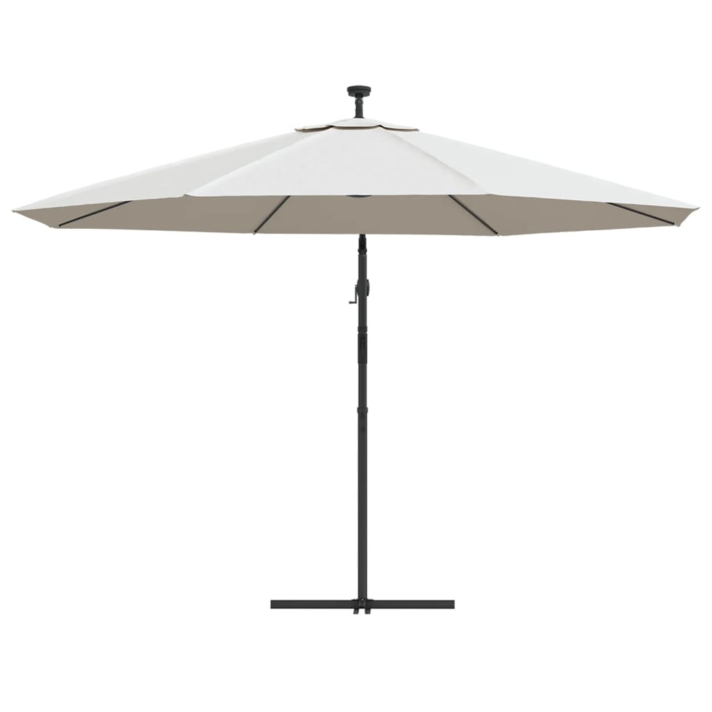 Konzolni vrtni suncobran LED s metalnim stupom 350 cm krem