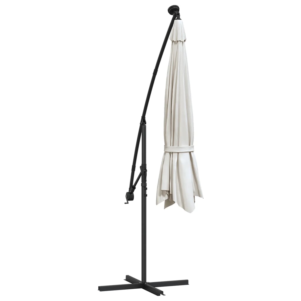 Konzolni vrtni suncobran LED s metalnim stupom 350 cm krem