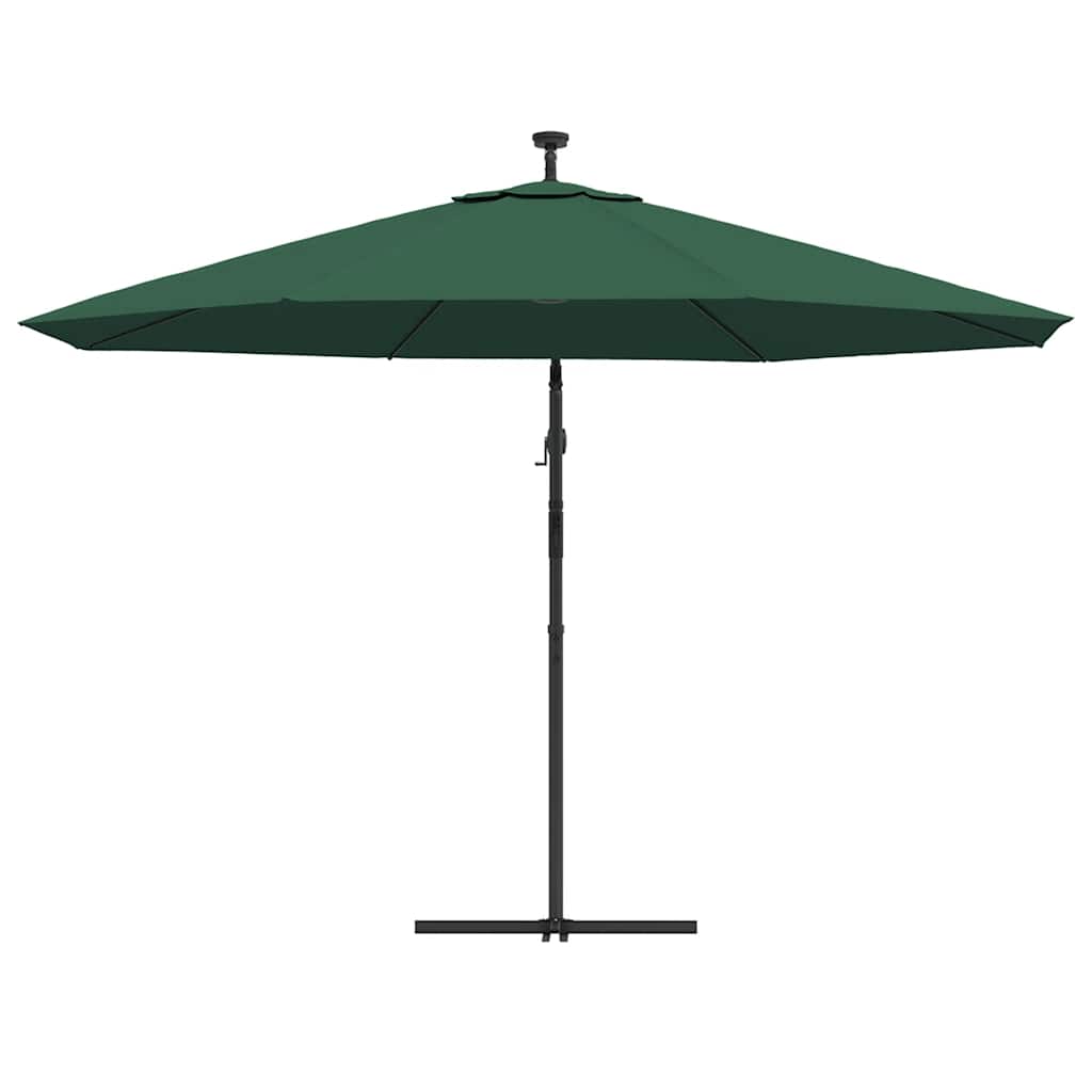 Konzolni vrtni suncobran LED s metalnim stupom 350 cm zeleni