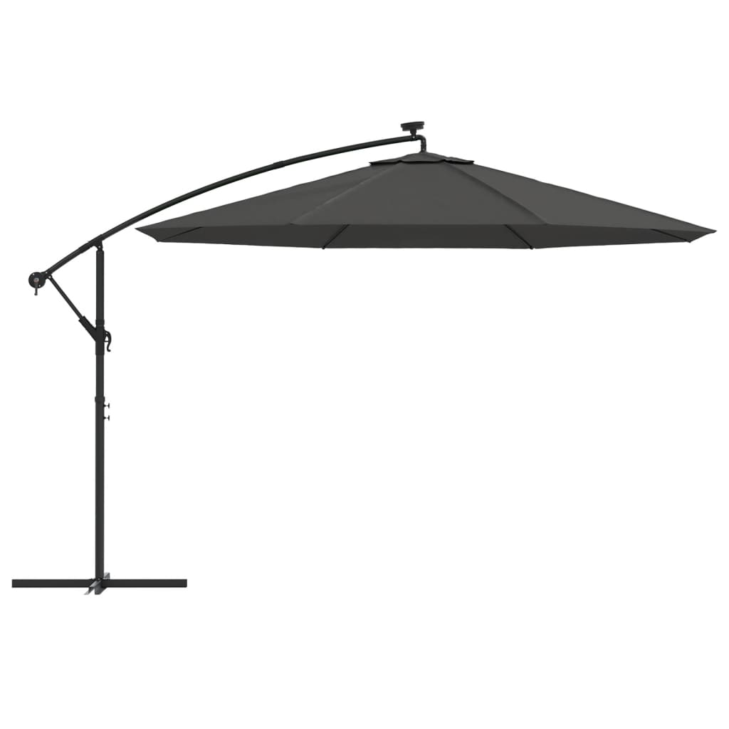 Konzolni vrtni suncobran LED s metalnim stupom 350 cm antracit