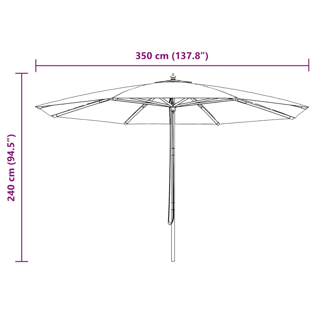 Vrtni suncobran s drvenom šipkom 350 cm bež