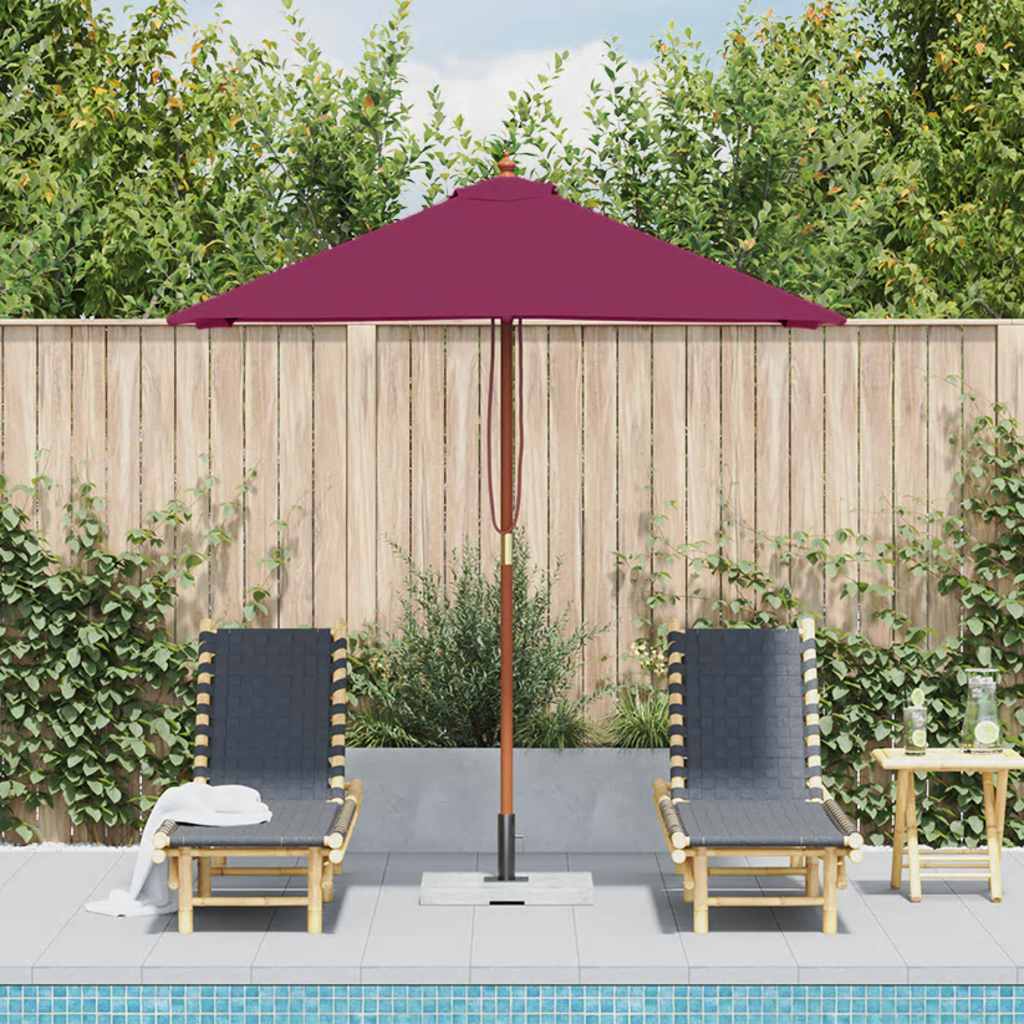Vanjski suncobran s drvenim stupom 150 x 200 cm bordo