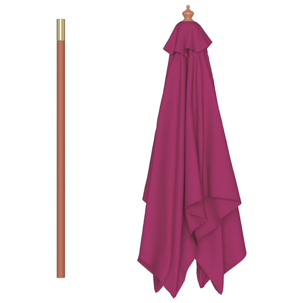 Vanjski suncobran s drvenim stupom 150 x 200 cm bordo