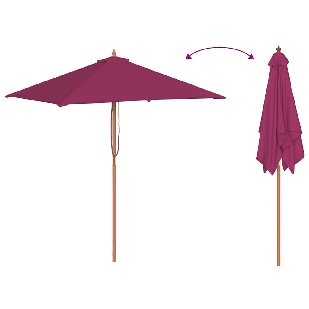 Vanjski suncobran s drvenim stupom 150 x 200 cm bordo