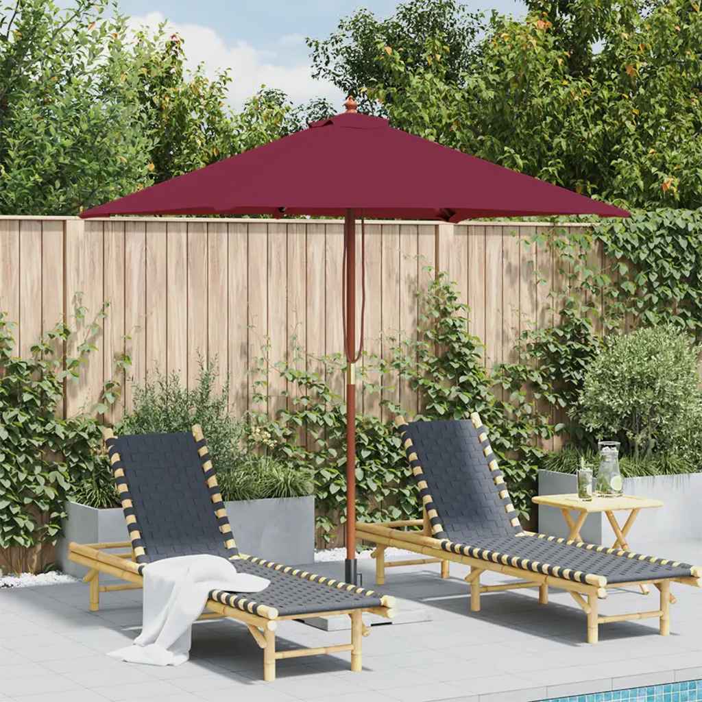Vanjski suncobran s drvenim stupom 150 x 200 cm bordo