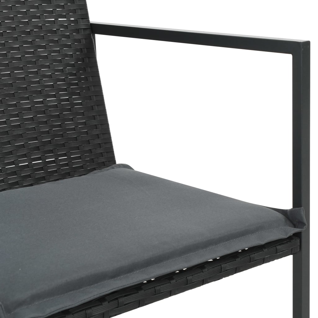 7-dijelni vrtni blagovaonski set od poliratana s jastucima crni