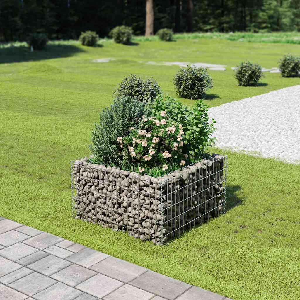 Gabionska sadilica od pocinčanog čelika 90 x 90 x 50 cm