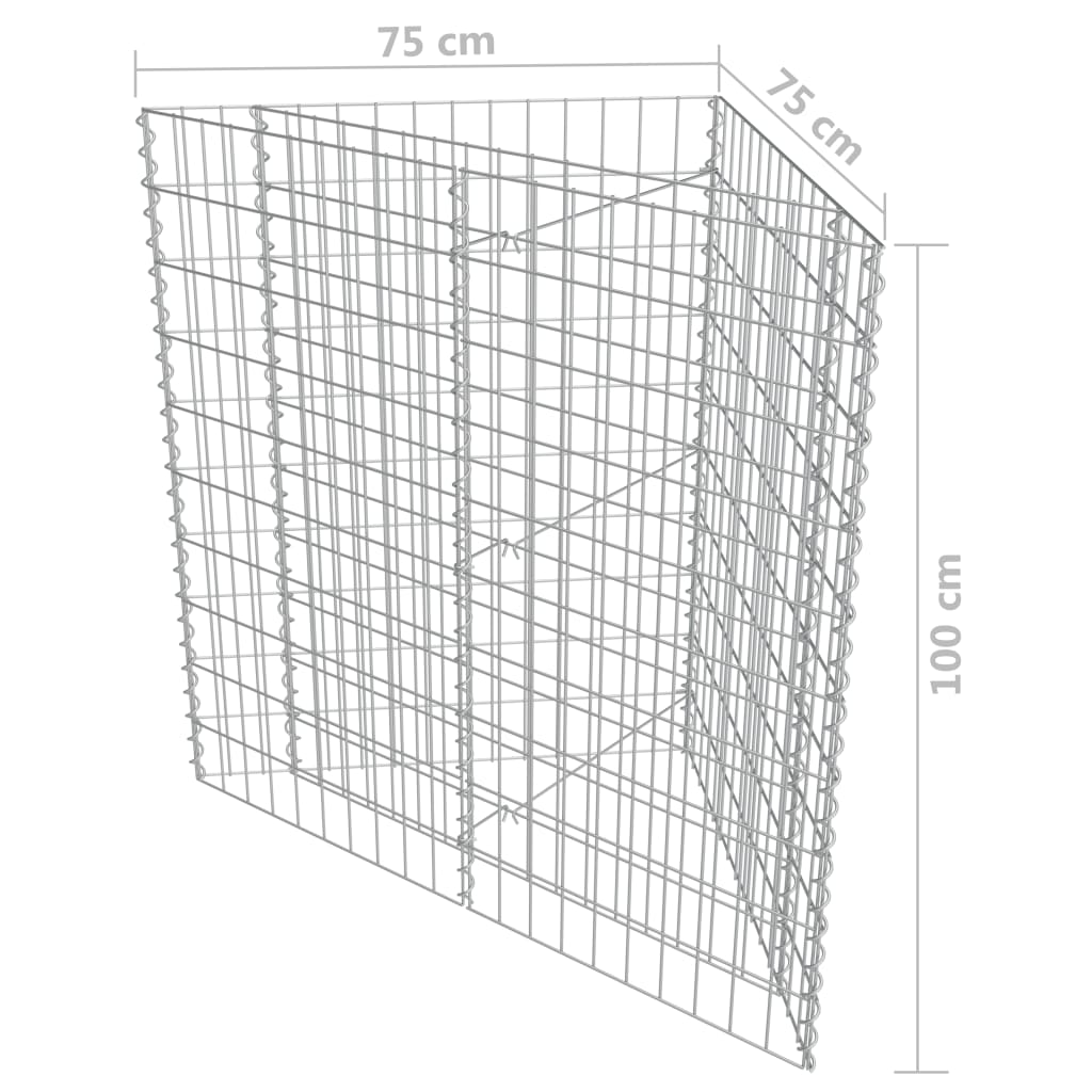 Gabionska sadilica od pocinčanog čelika 75 x 75 x 100 cm