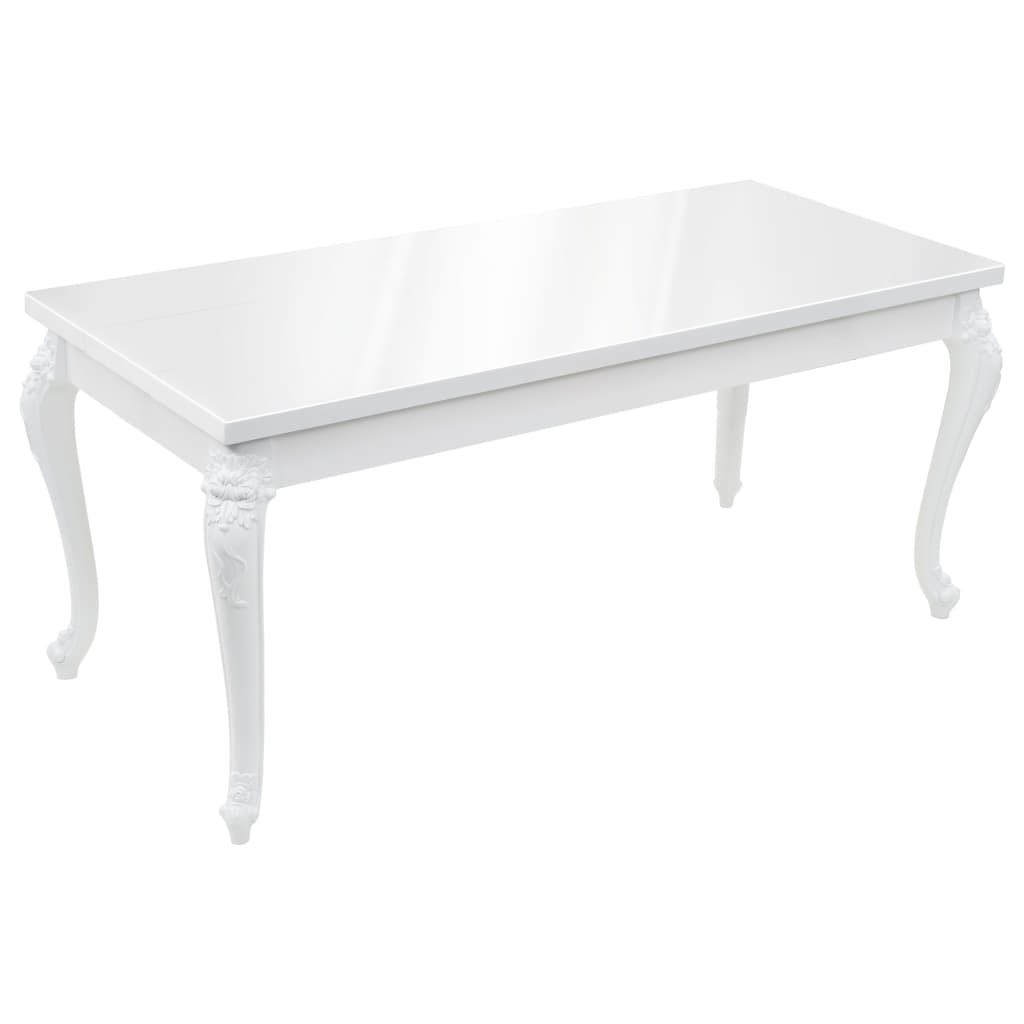 Blagovaonski stol visokog sjaja bijeli 179 x 89 x 81 cm