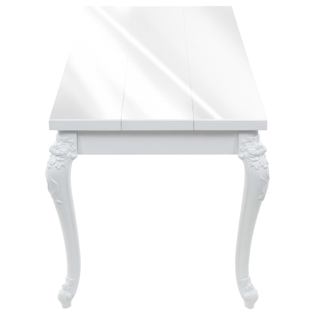 Blagovaonski stol visokog sjaja bijeli 179 x 89 x 81 cm
