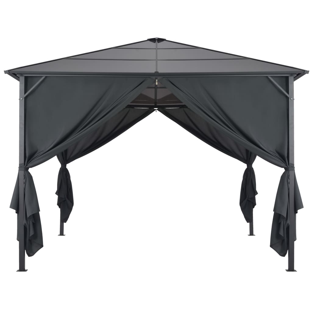 Sjenica sa zastorom aluminijska 3 x 3 m crna