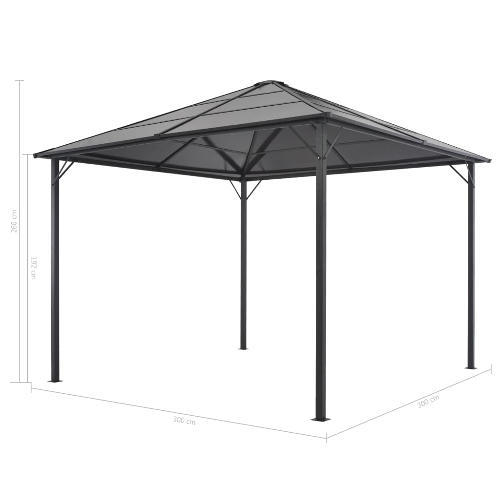 Sjenica s krovom aluminijska 3 x 3 m antracit
