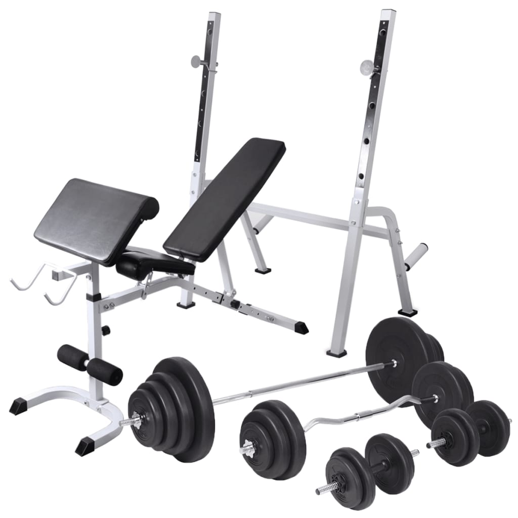 Klupa za vježbanje sa stalkom za utege i setom utega 120 kg