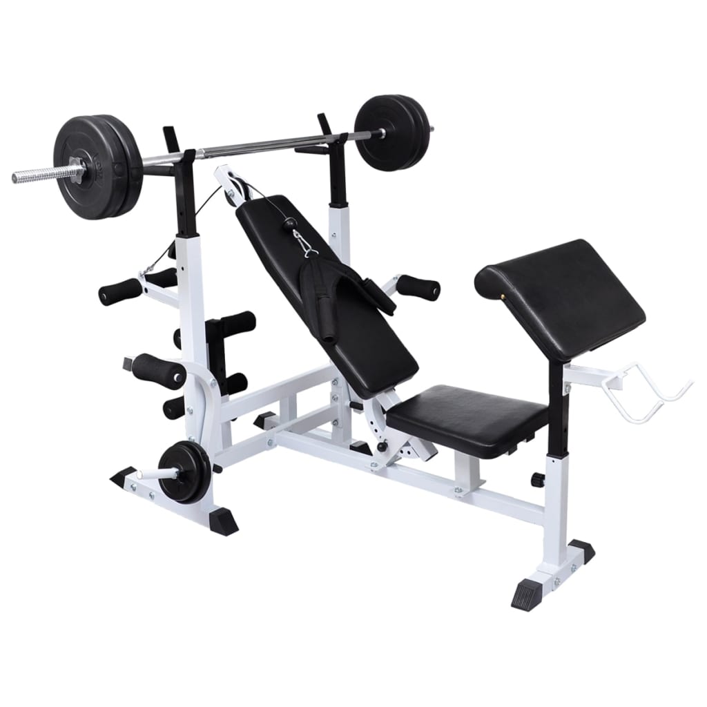 Klupa za dizanje utega sa stalkom i setom utega 120 kg