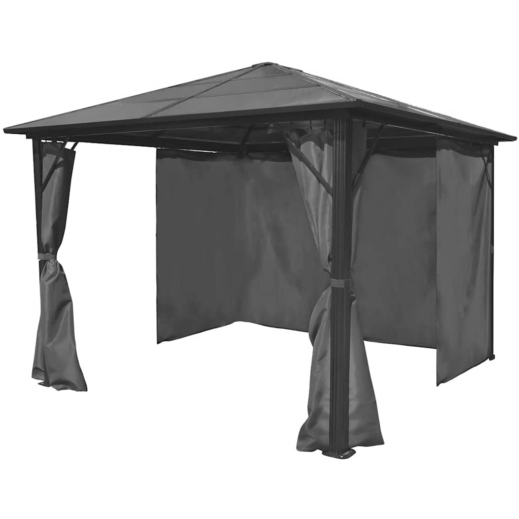 Sjenica sa zavjesom antracit aluminijska 300 x 300 cm