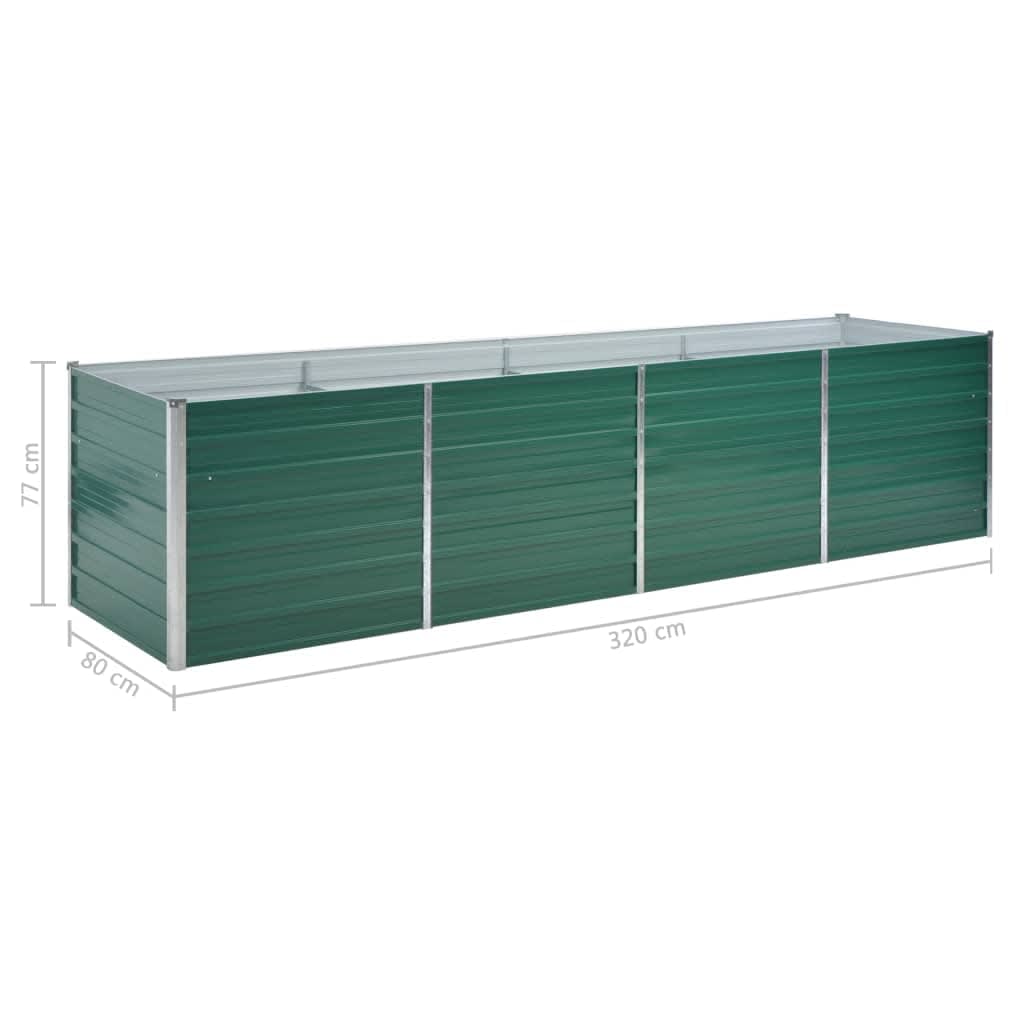 Vrtna sadilica od pocinčanog čelika 320 x 80 x 77 cm zelena