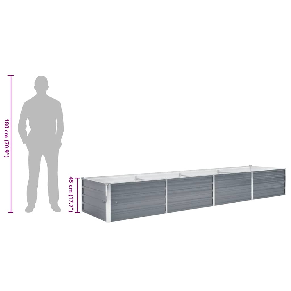 Vrtna sadilica od pocinčanog čelika 320 x 80 x 45 cm siva