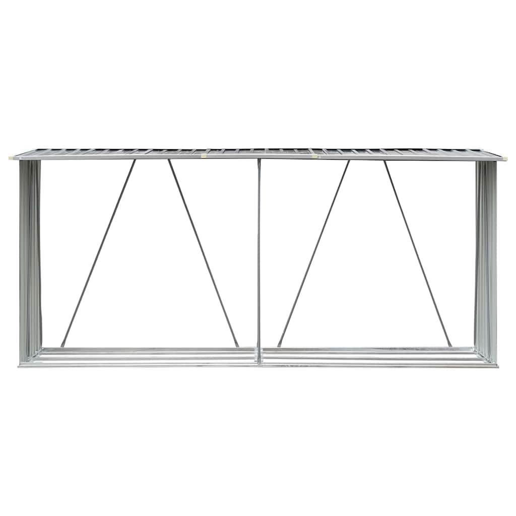 Vrtna ostava za drva od pocinčanog čelika 330x84x152 cm siva