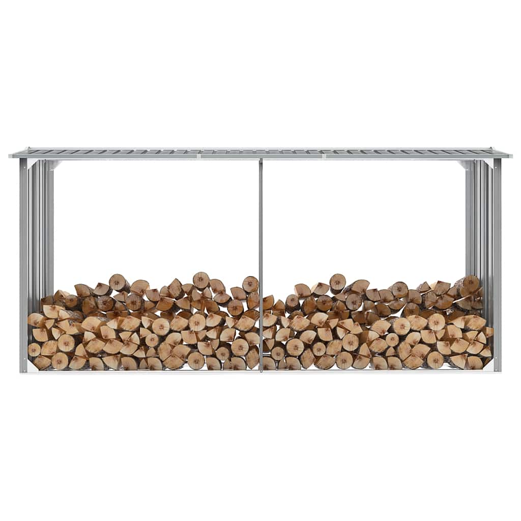 Vrtna ostava za drva od pocinčanog čelika 330x92x153 cm siva
