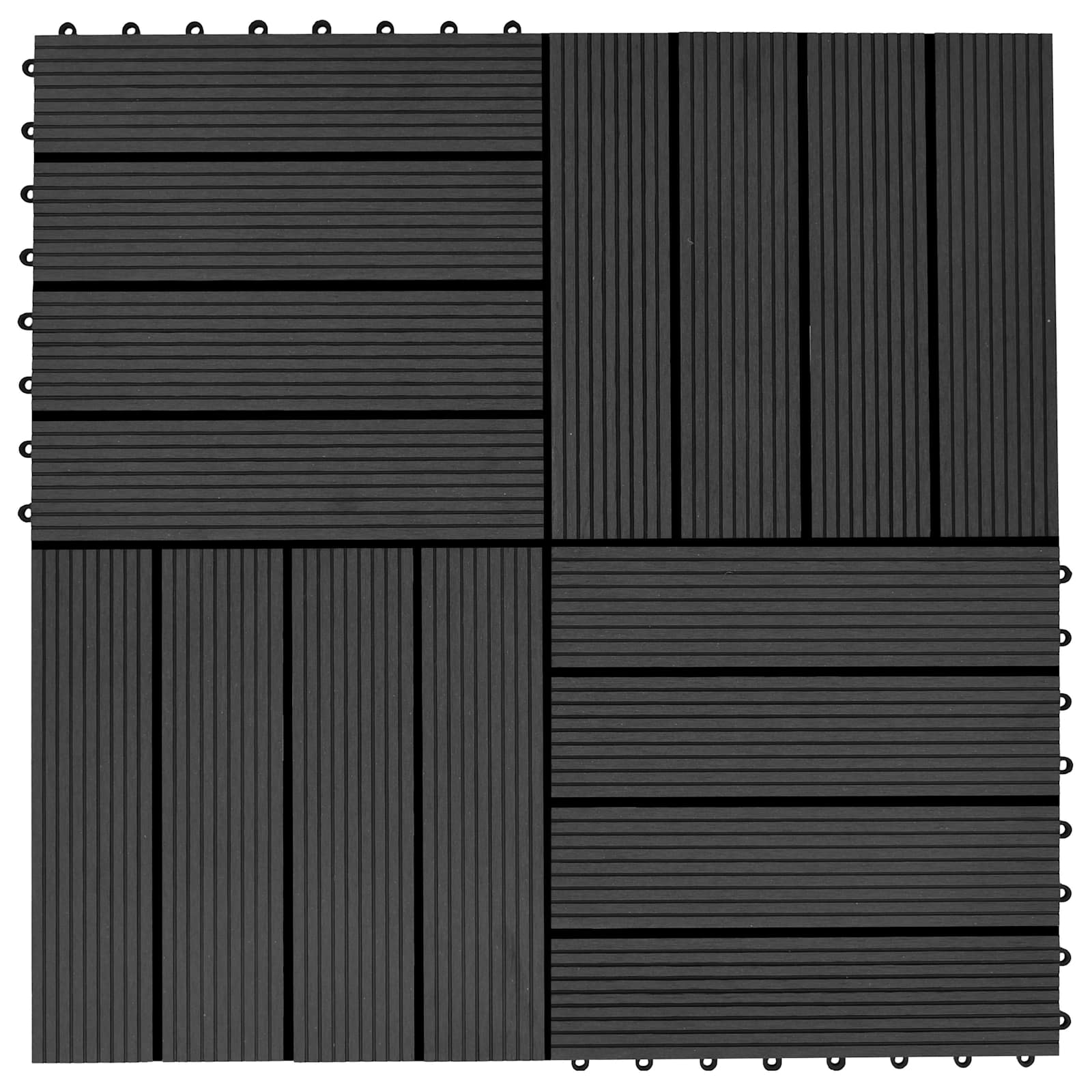 Pločice za decking 11 pcs Crna 30 x 30 cm Drvoplastična smjesa