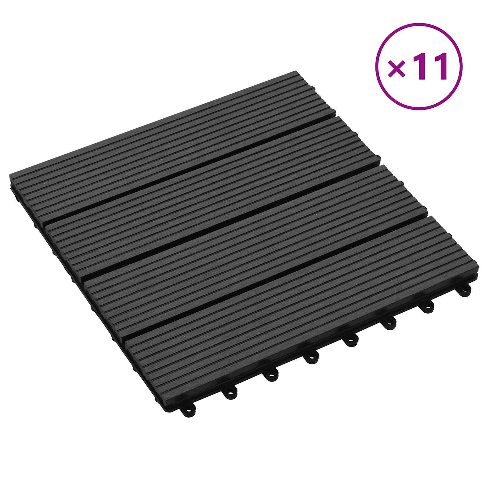 Pločice za decking 11 pcs Crna 30 x 30 cm Drvoplastična smjesa