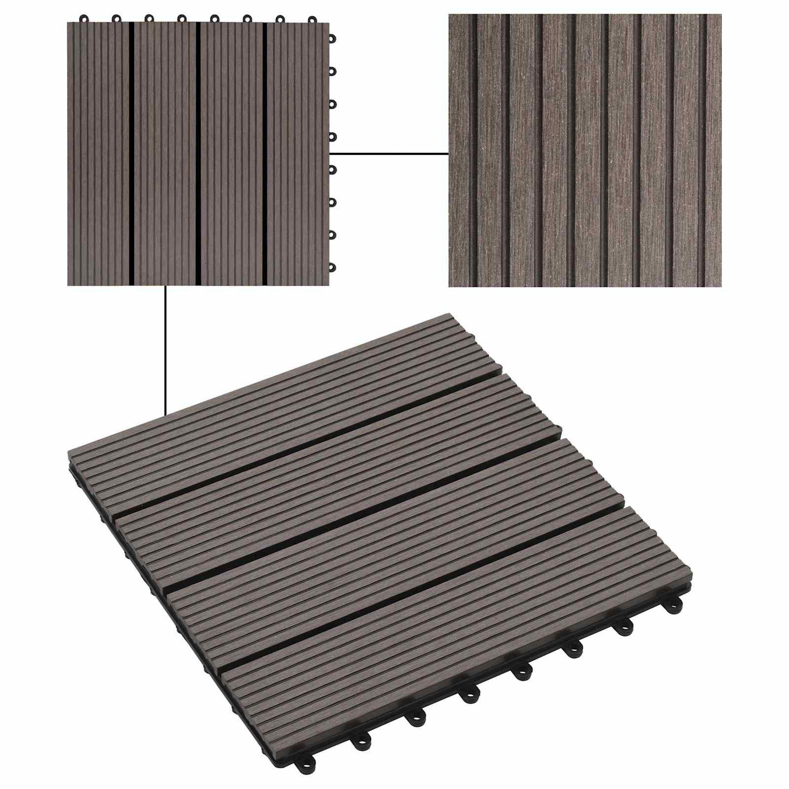Pločice za decking 11 pcs Tamno smeđa 30 x 30 cm
