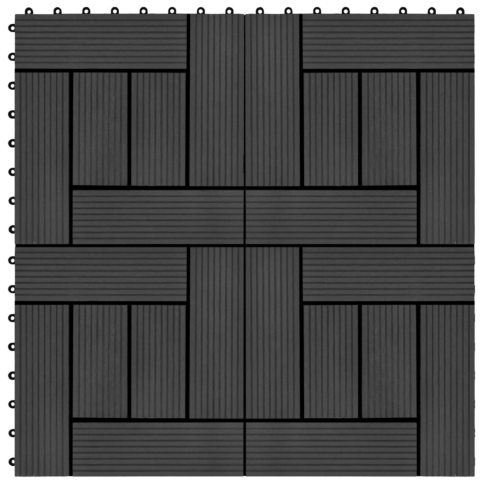Pločice za decking 11 pcs Crna 30 x 30 cm Drvoplastična smjesa