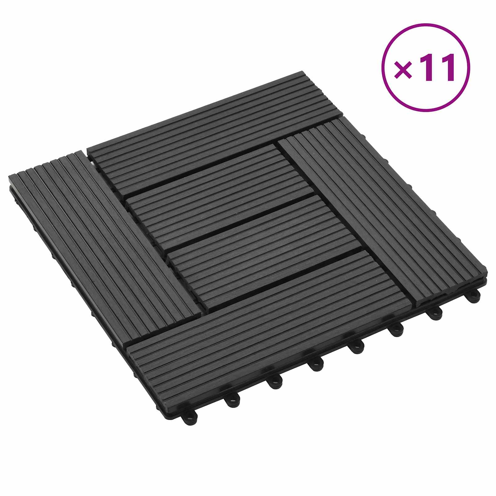 Pločice za decking 11 pcs Crna 30 x 30 cm Drvoplastična smjesa