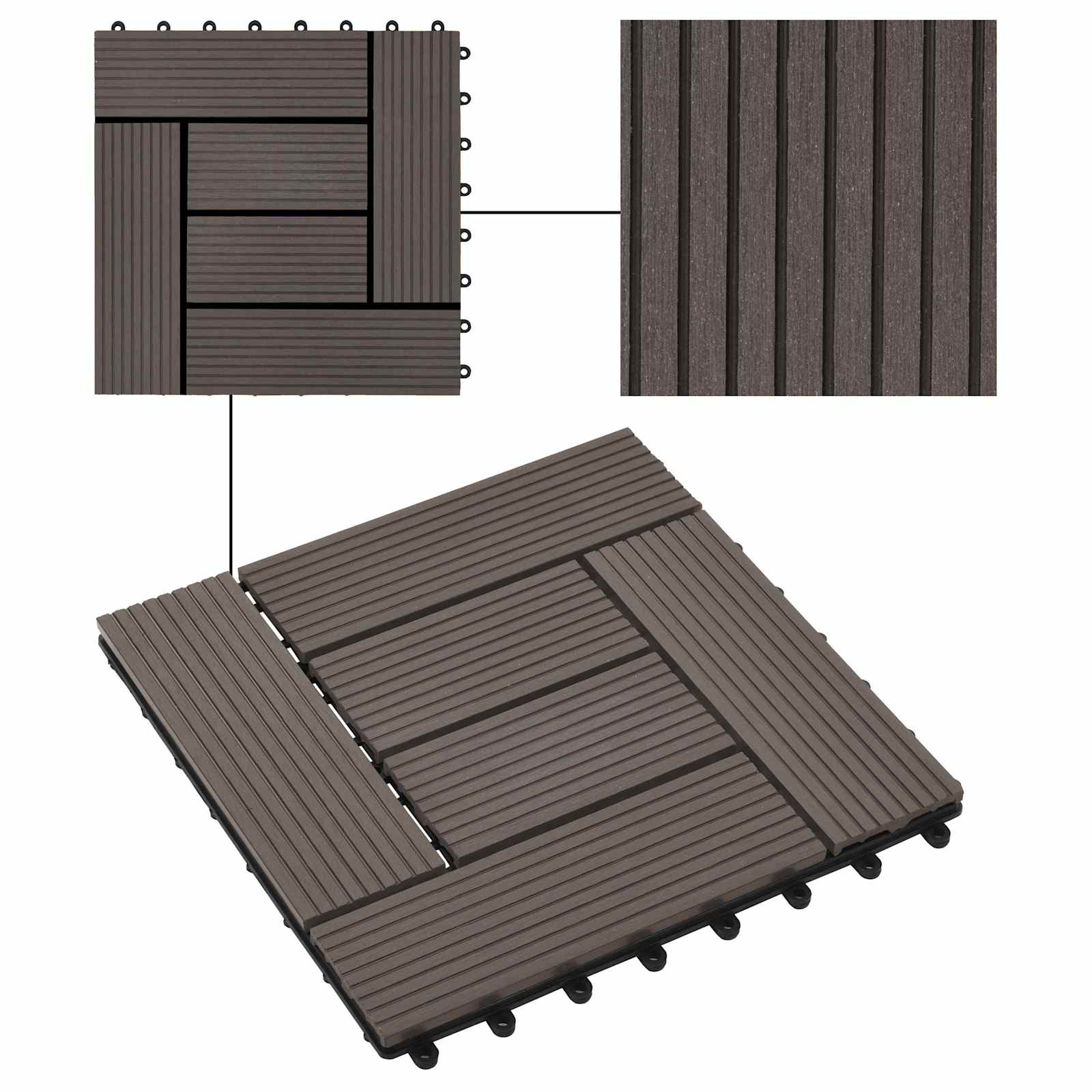Pločice za decking 11 pcs Tamno smeđa 30 x 30 cm