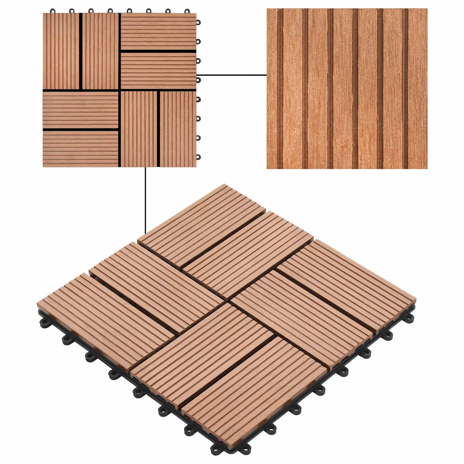 Pločice za decking 11 pcs Smeđa 30 x 30 cm Drvoplastična smjesa