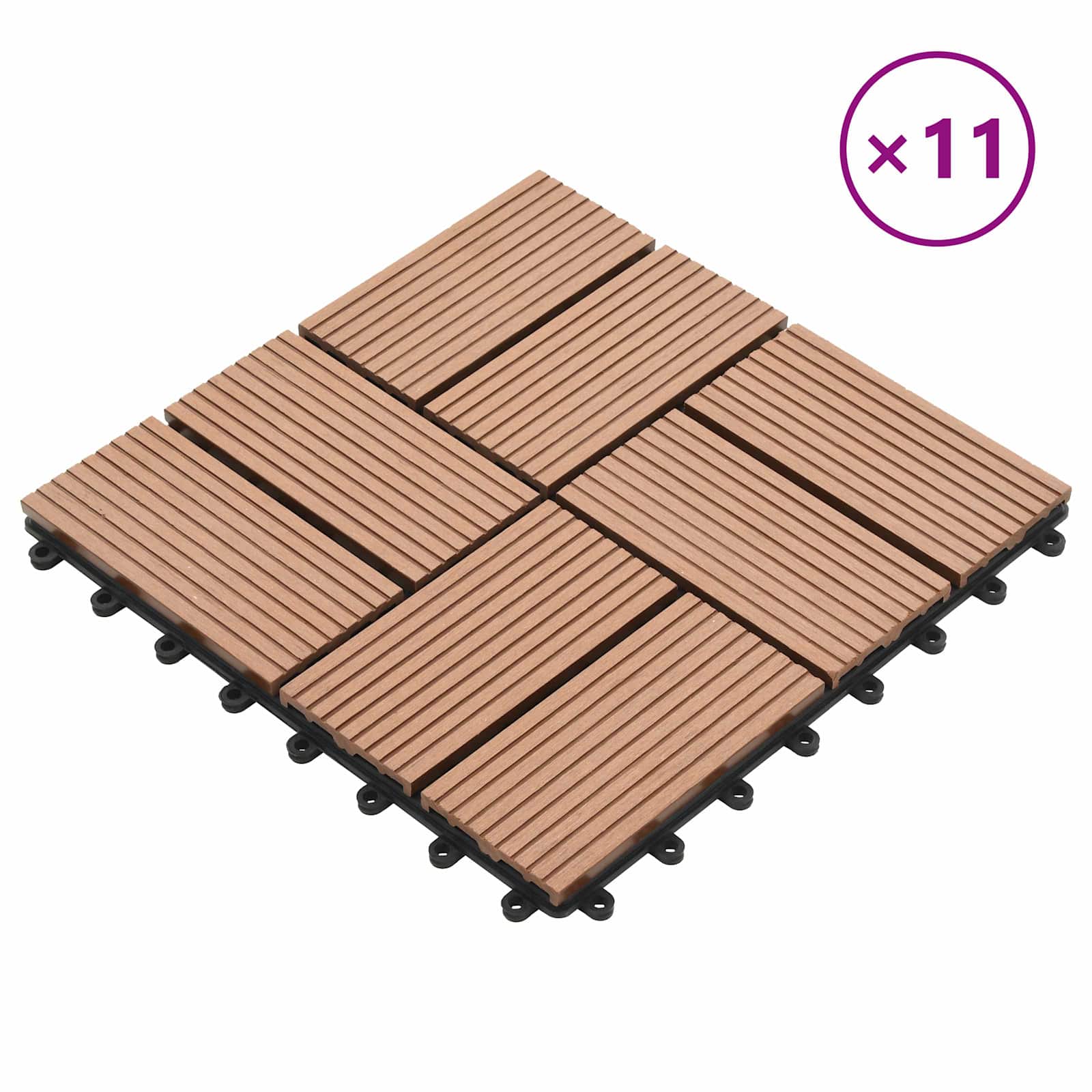 Pločice za decking 11 pcs Smeđa 30 x 30 cm Drvoplastična smjesa