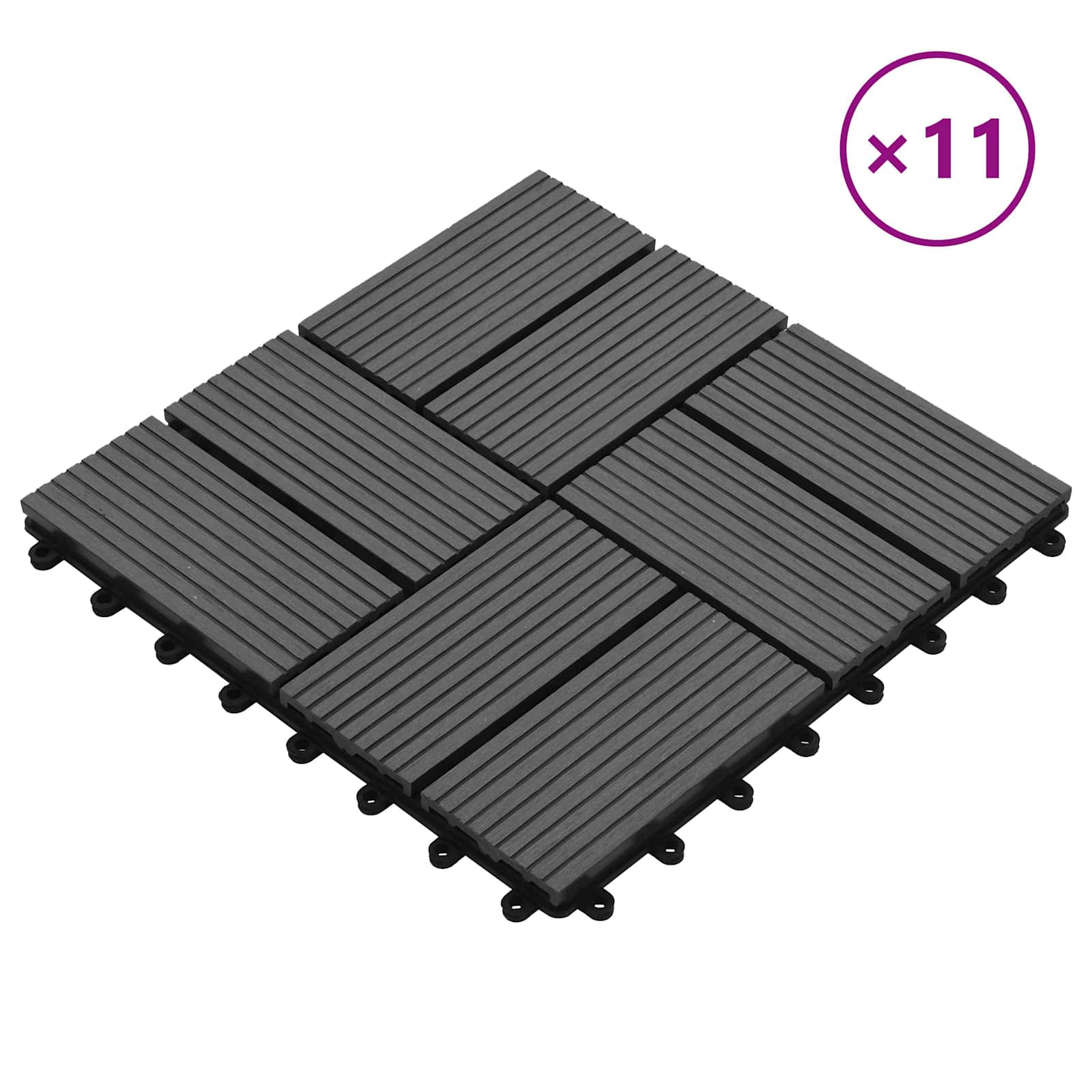 Pločice za decking 11 pcs Siva 30 x 30 cm Drvoplastična smjesa